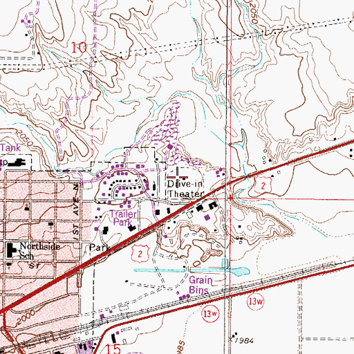 Topographic Map of Sundown Drive-In (historical), MT