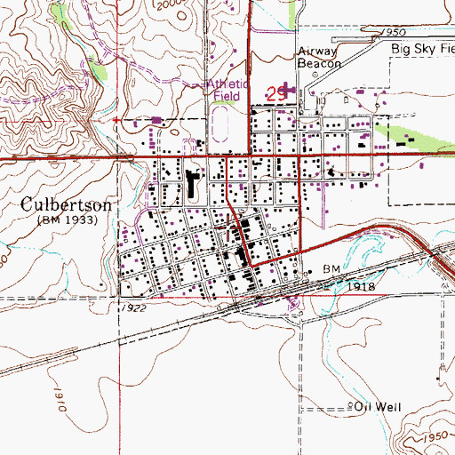 Topographic Map of First Baptist Church, MT