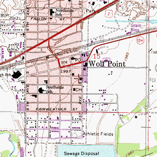 Topographic Map of Trinity Lutheran Church, MT
