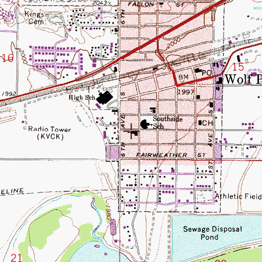 Topographic Map of Immaculate Conception Catholic Church, MT