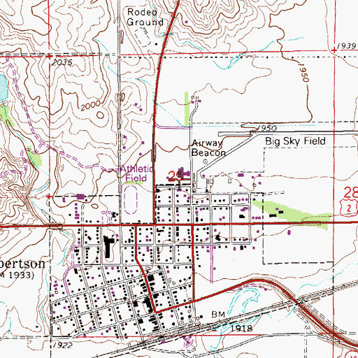 Topographic Map of Roosevelt Memorial Clinic, MT