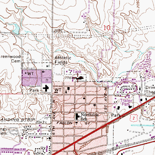 Topographic Map of Northeast Montana Health Services - Trinity Hospital, MT