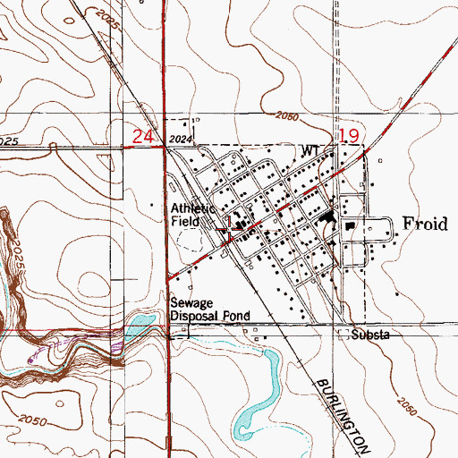 Topographic Map of Froid Public Library, MT