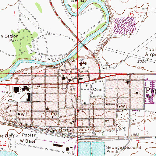 Topographic Map of Fort Peck Community College, MT