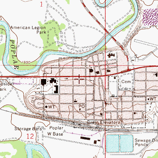 Topographic Map of Saint Johns Lutheran Church, MT