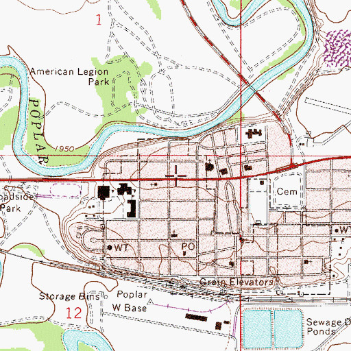 Topographic Map of Poplar City Hospital (historical), MT
