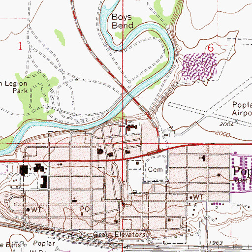 Topographic Map of Northeast Montana Health Services - Poplar Community Hospital, MT