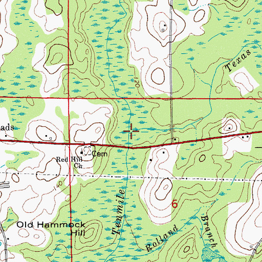 Topographic Map of Texas Branch, FL