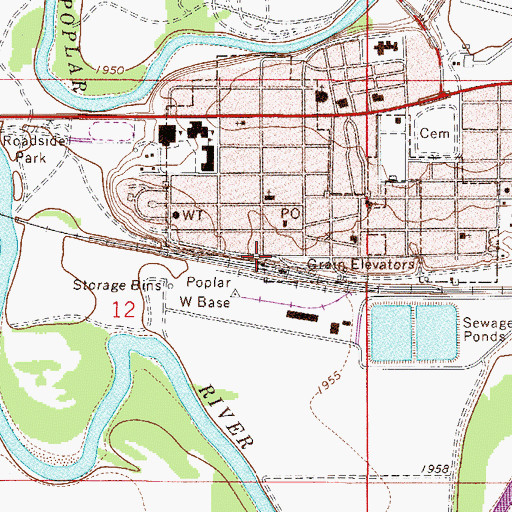 Topographic Map of Farmers Elevator Company Elevator (historical), MT