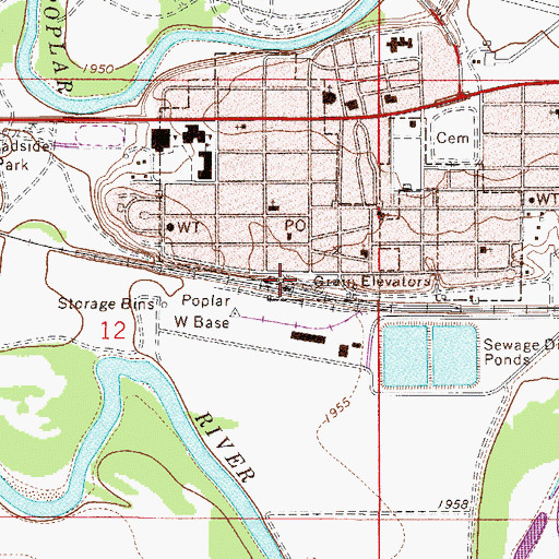 Topographic Map of Columbia Grain International Incorporated Elevator, MT