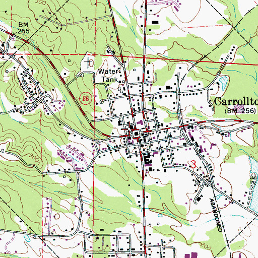 Topographic Map of Carrollton Post Office, AL