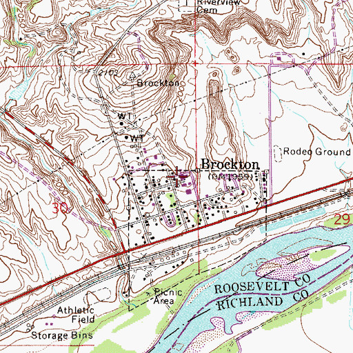 Topographic Map of Brockton School, MT