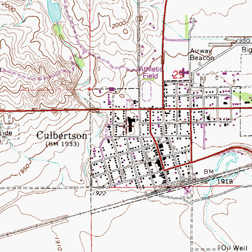 Topographic Map of Culbertson School, MT