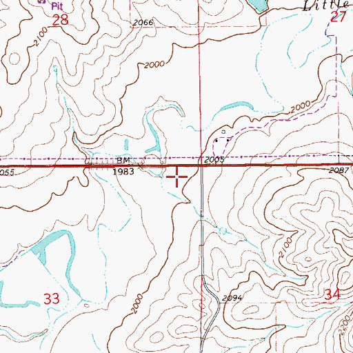 Topographic Map of Gridley School (historical), MT