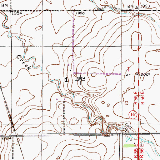 Topographic Map of Miller School (historical), MT