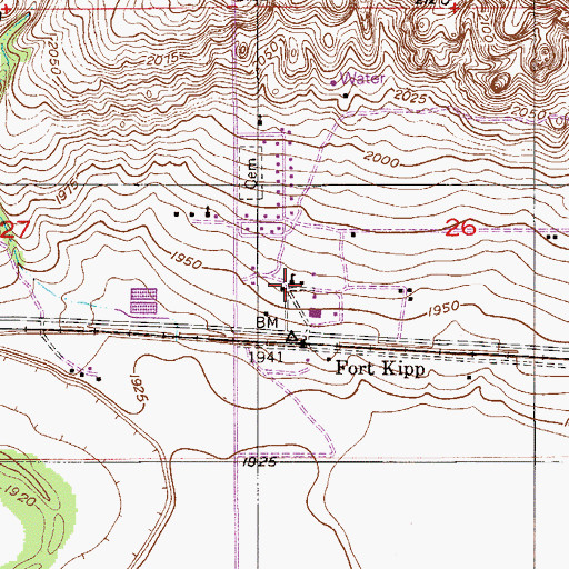 Topographic Map of Fort Kipp School (historical), MT