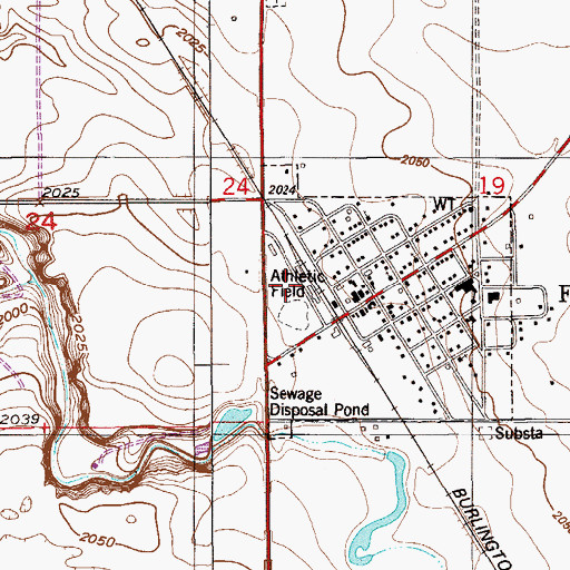 Topographic Map of Town Park, MT