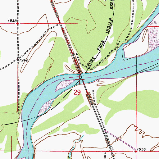 Topographic Map of Poplar Bridge, MT