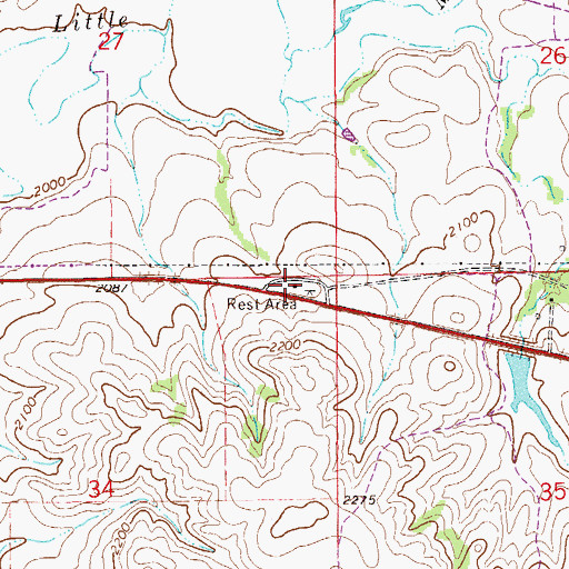 Topographic Map of Bainville Rest Area, MT