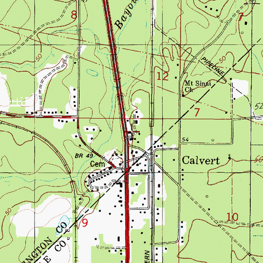 Topographic Map of Calvert Post Office, AL