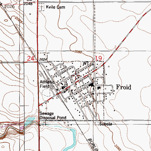 Topographic Map of Froid Lutheran Church, MT