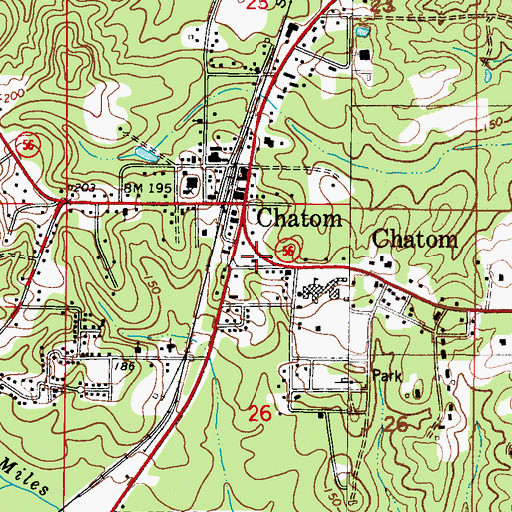 Topographic Map of Chatom Post Office, AL