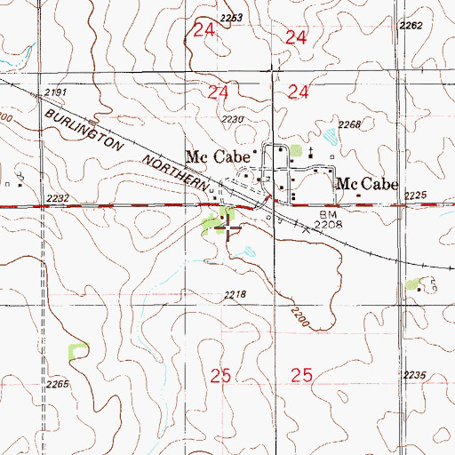 Topographic Map of McCabe Post Office (historical), MT