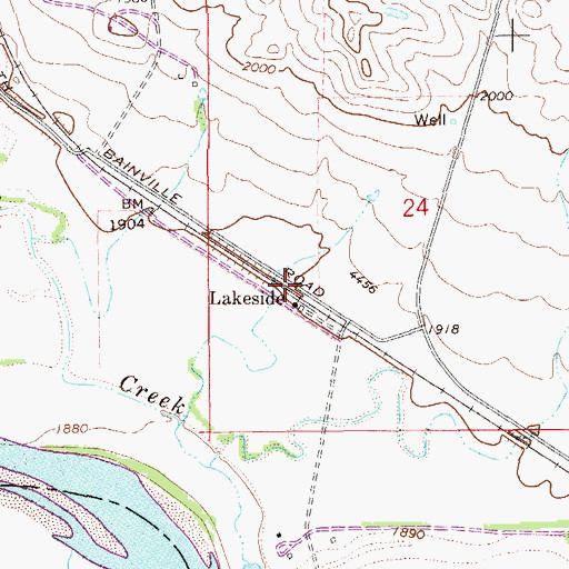 Topographic Map of Lakeside Post Office (historical), MT
