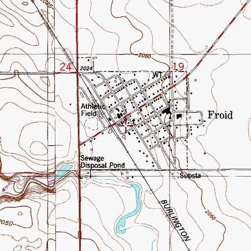 Topographic Map of Froid Post Office, MT