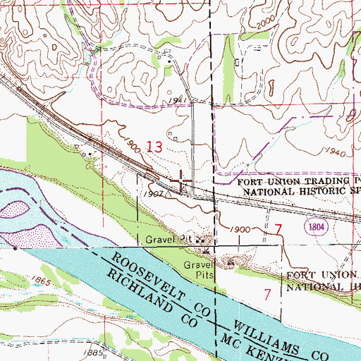 Topographic Map of Fort Union (historical), MT