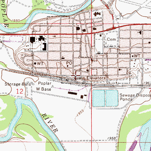 Topographic Map of Fort Poplar (historical), MT