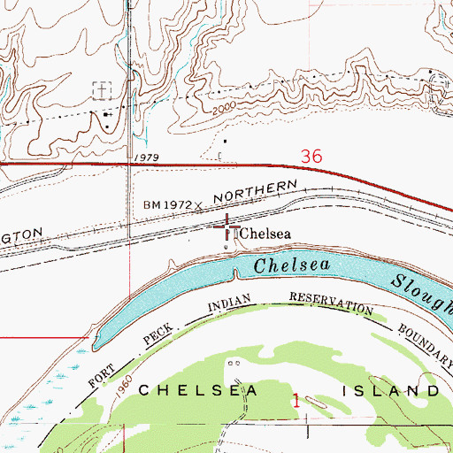 Topographic Map of Chelsea (historical), MT