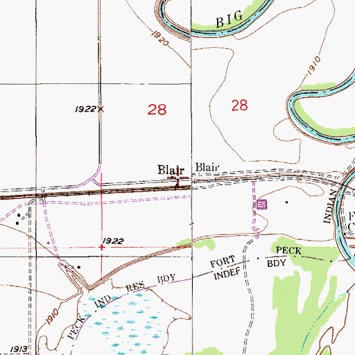 Topographic Map of Blair (historical), MT
