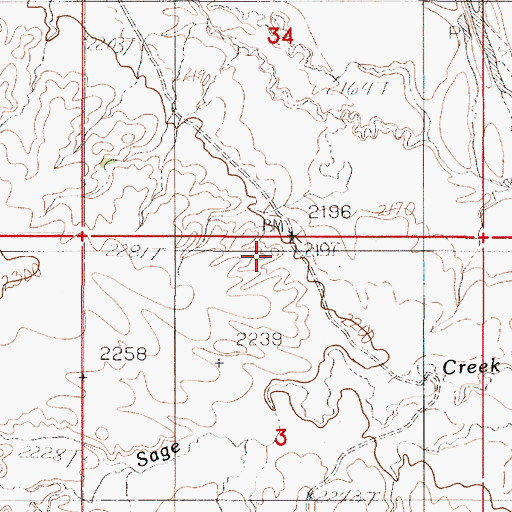 Topographic Map of Cuskerton Post Office (historical), MT