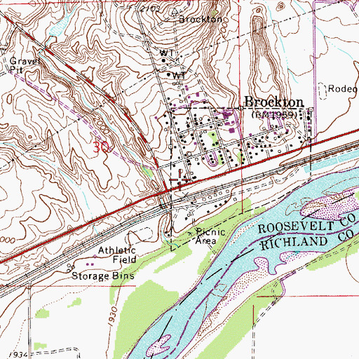 Topographic Map of Brockton, MT