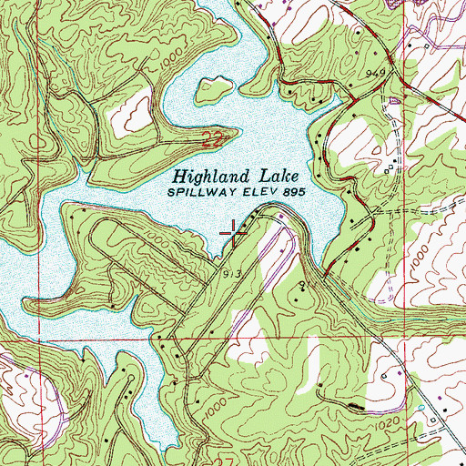 Topographic Map of Highland Lake, AL