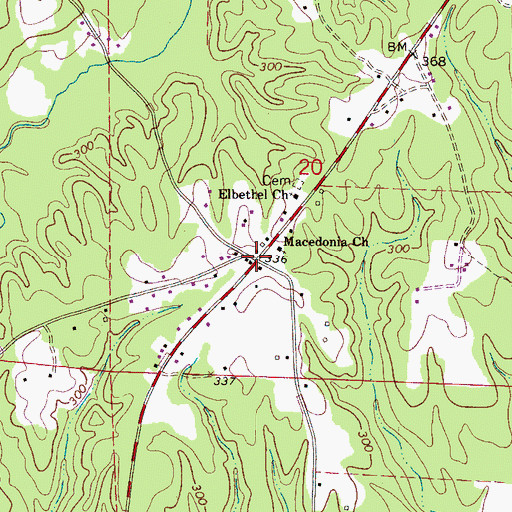 Topographic Map of Macedonia, AL