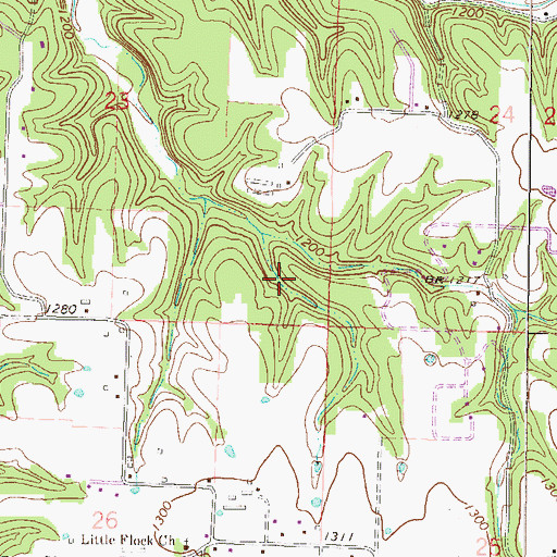 Topographic Map of Little Flock, AR
