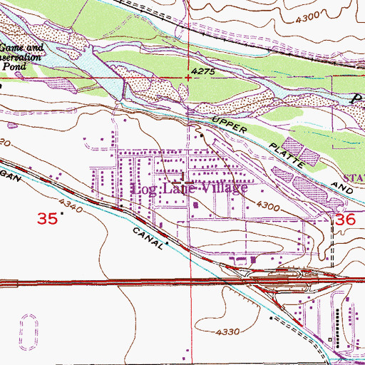 Topographic Map of Log Lane Village, CO