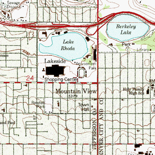 Topographic Map of Lakeside, CO