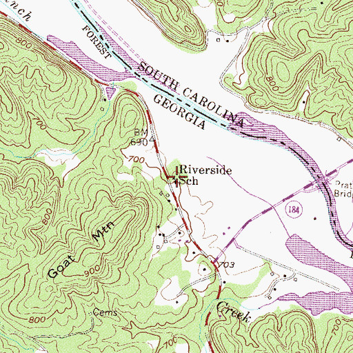 Topographic Map of Riverside Church, GA