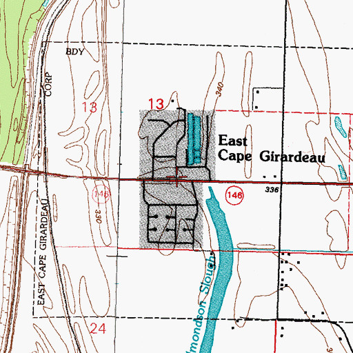 Topographic Map of East Cape Girardeau, IL