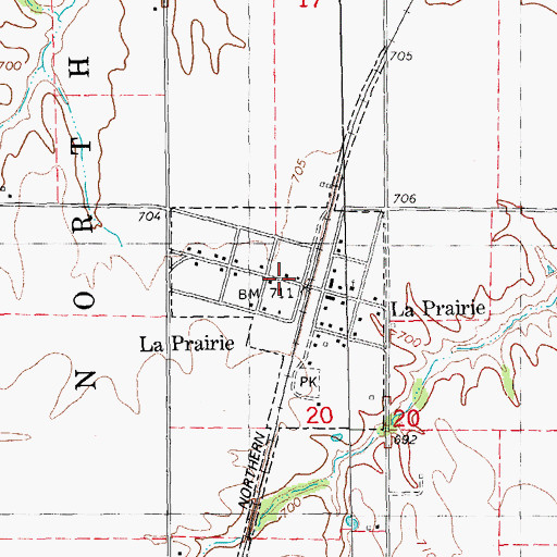 Topographic Map of La Prairie, IL