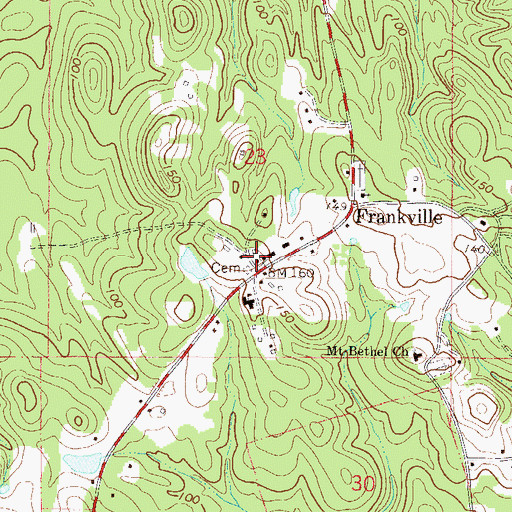 Topographic Map of Frankville Post Office, AL