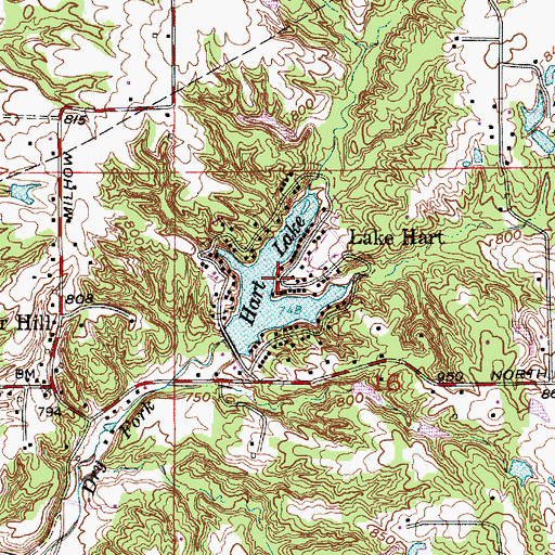 Topographic Map of Lake Hart, IN