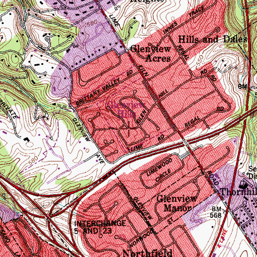 Topographic Map of Glenview Hills, KY