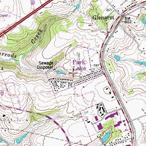 Topographic Map of Park Lake, KY
