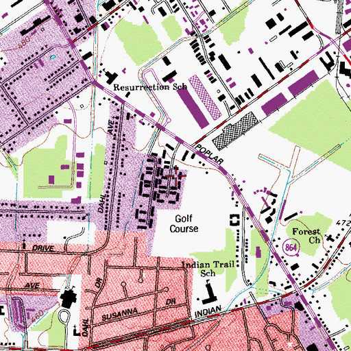 Topographic Map of Poplar Hills, KY