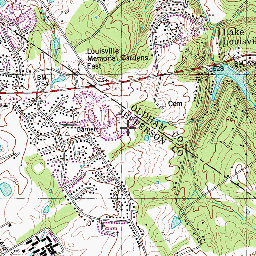 Topographic Map of Coldstream, KY