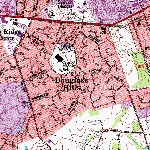 Topographic Map of Douglass Hills, KY